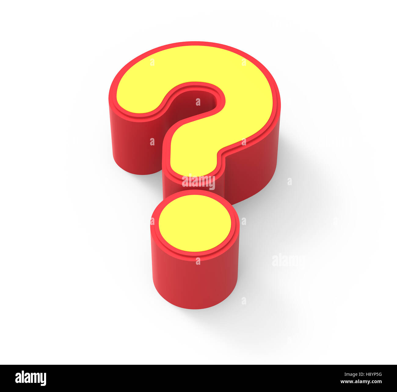 red framed yellow question mark, 3D rendering graphic isolated on white