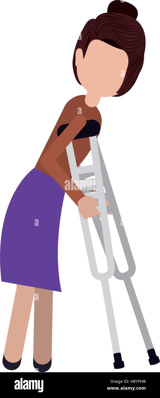 Disabled girl cartoon icon. People medical health care and physical ...