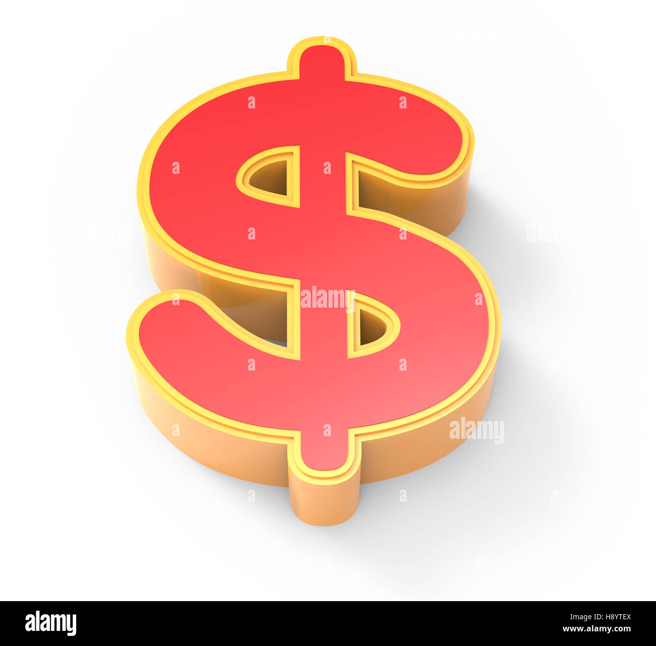 yellow framed red money mark, 3D rendering graphic isolated on white