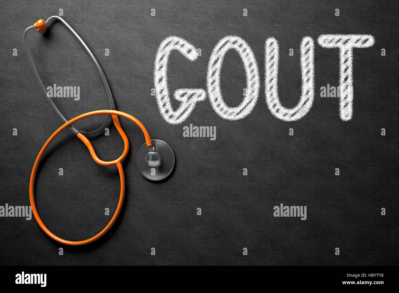 Gout - Text on Chalkboard. 3D Illustration. Stock Photo