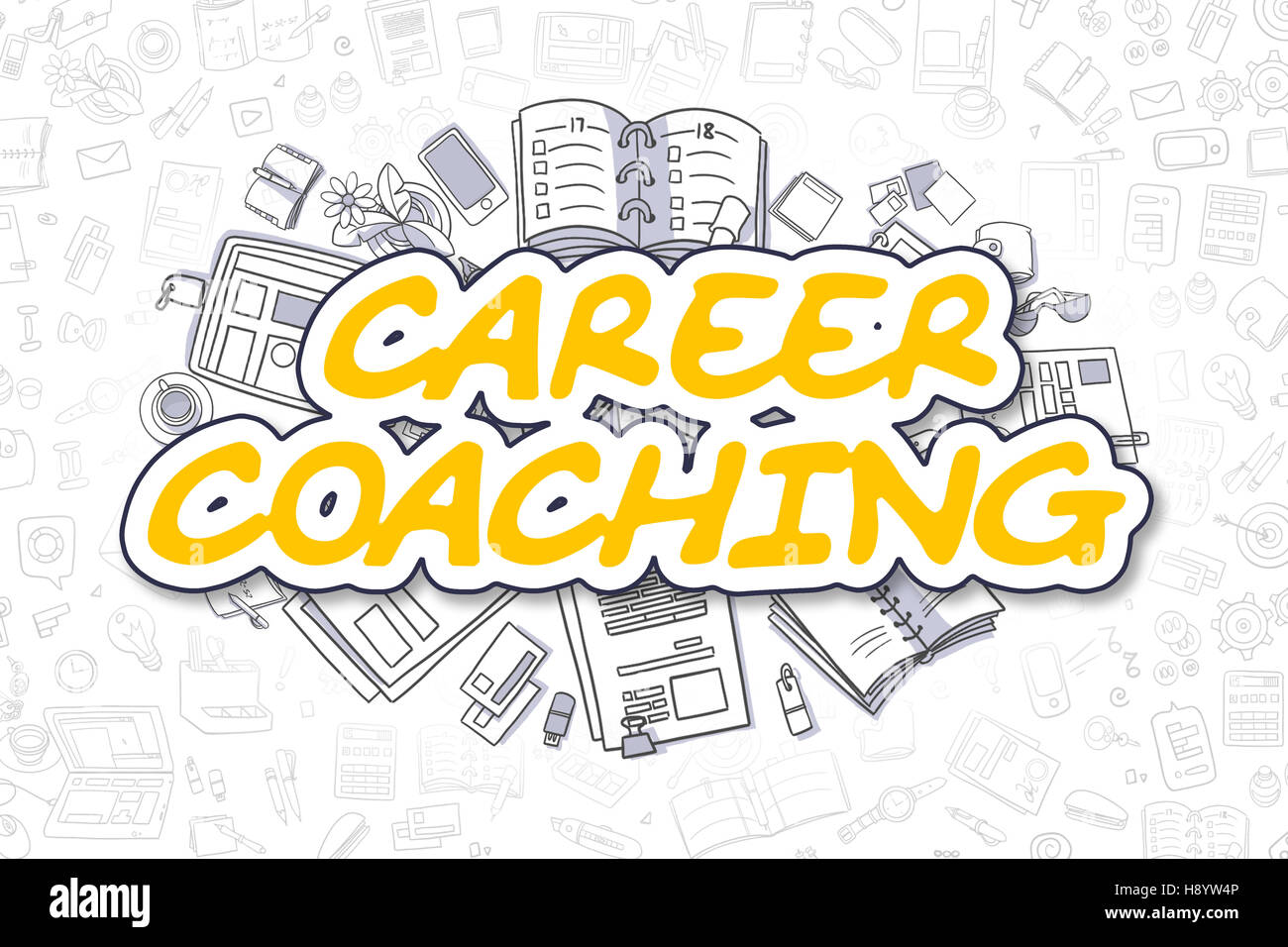 Career Coaching Cartoon Yellow Text. Business Concept Stock Photo Alamy