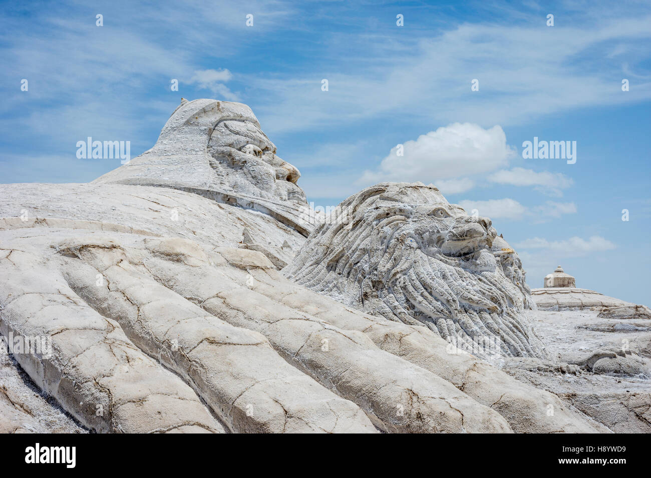 Genghis Khan statue made of salt at Chaqia salt lake, Qinghai, China Stock Photo