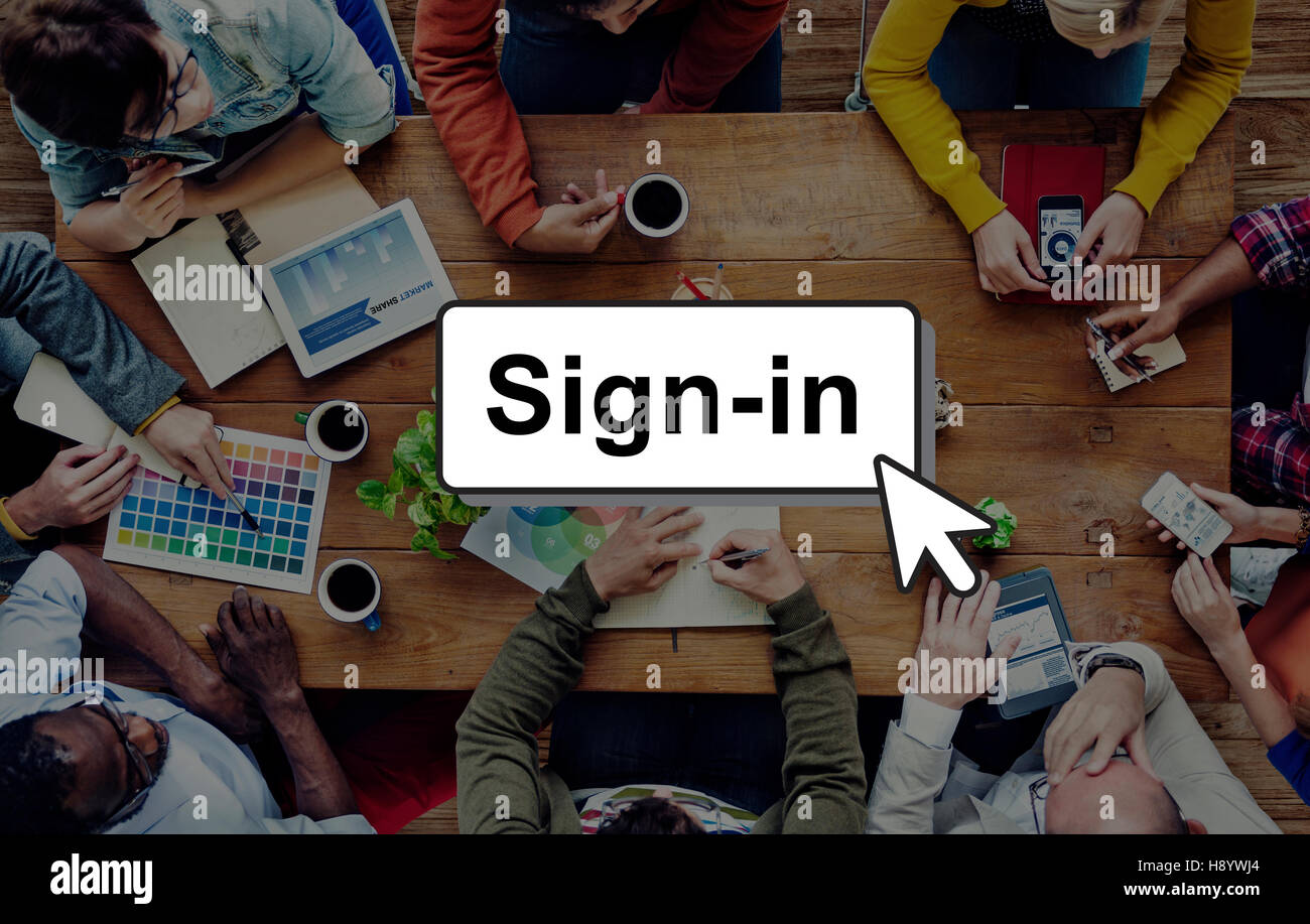 Signing In Posts Sign-In Guidepost Information Message Pattern Concept Stock Photo - Alamy