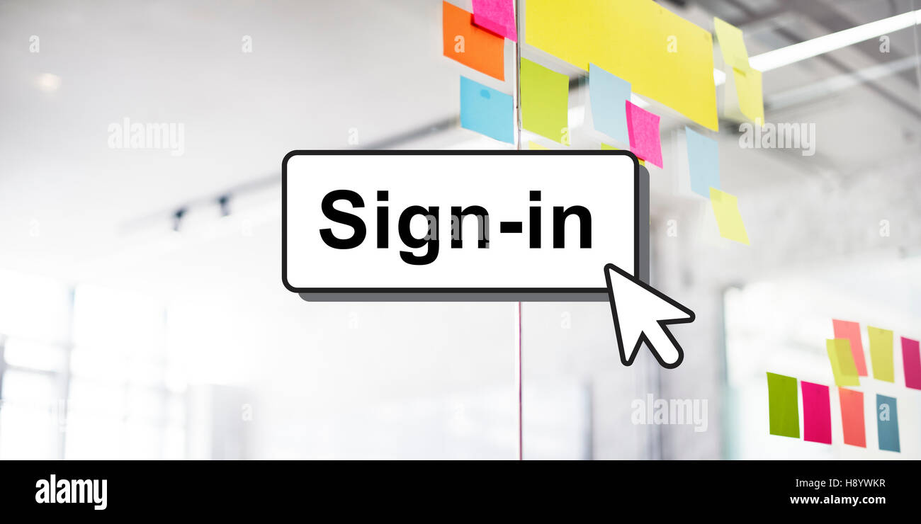 Signing In Posts Sign-In Guidepost Information Message Pattern Concept Stock Photo - Alamy