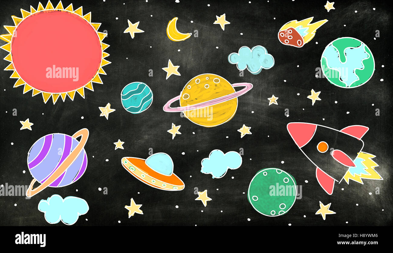 Outer Space Icons Drawing Graphics Concept Stock Photo Alamy