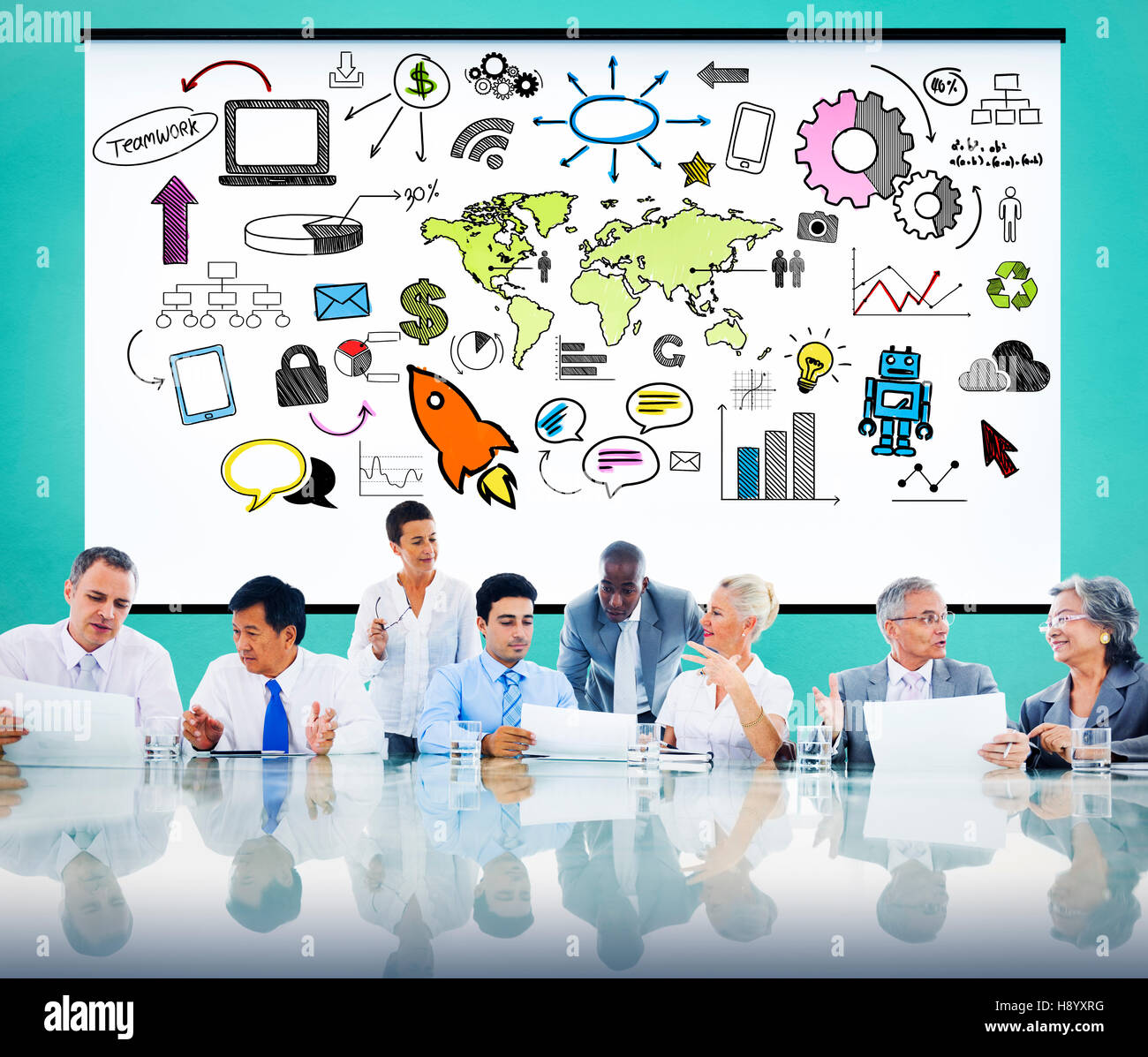 Global Community Start Up Launch Teamwork Online Concept Stock Photo ...