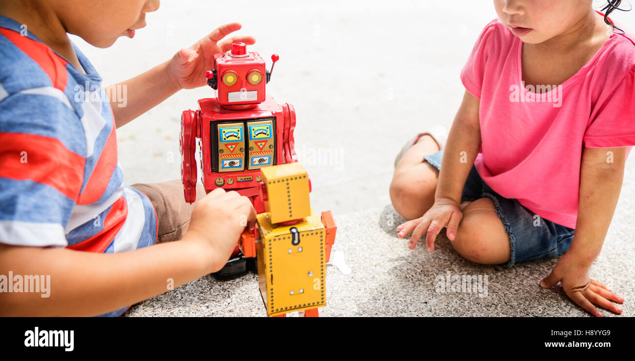 Brother Sister Elementary Childhood Kid Playful Concept Stock Photo Alamy