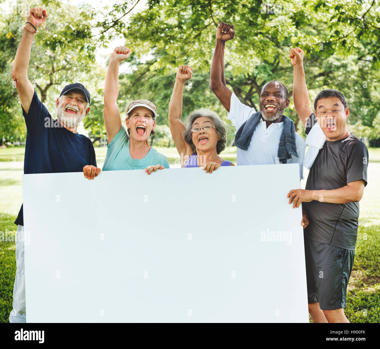 Group of People Holding Empty Board Concept Stock Photo - Alamy