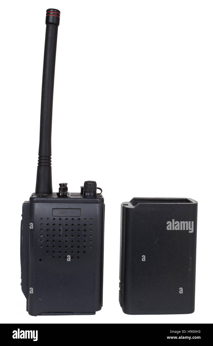 Handheld high frequency two way radio and its battery separate Stock Photo