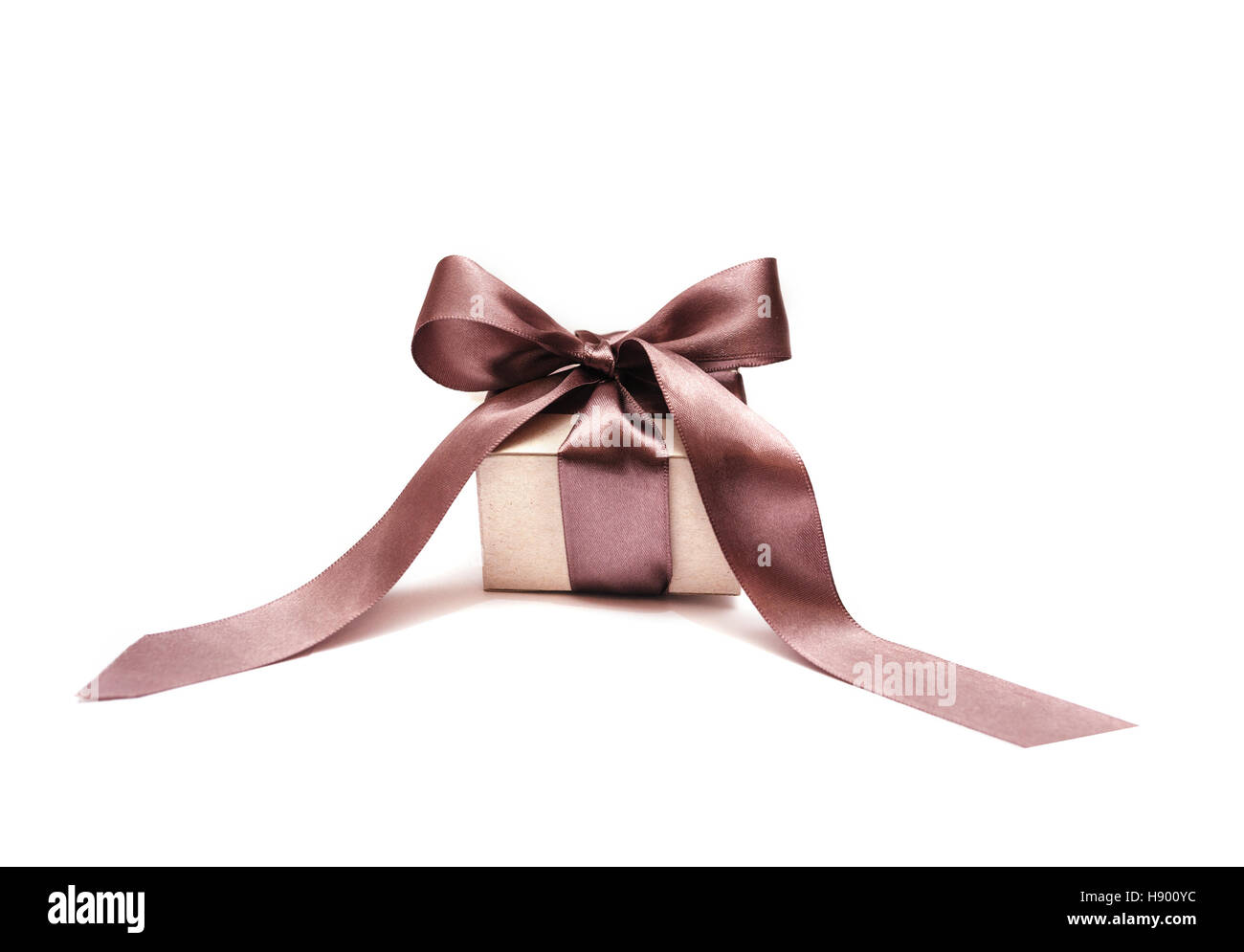 Beautiful gift box with bow on a white background Stock Photo - Alamy
