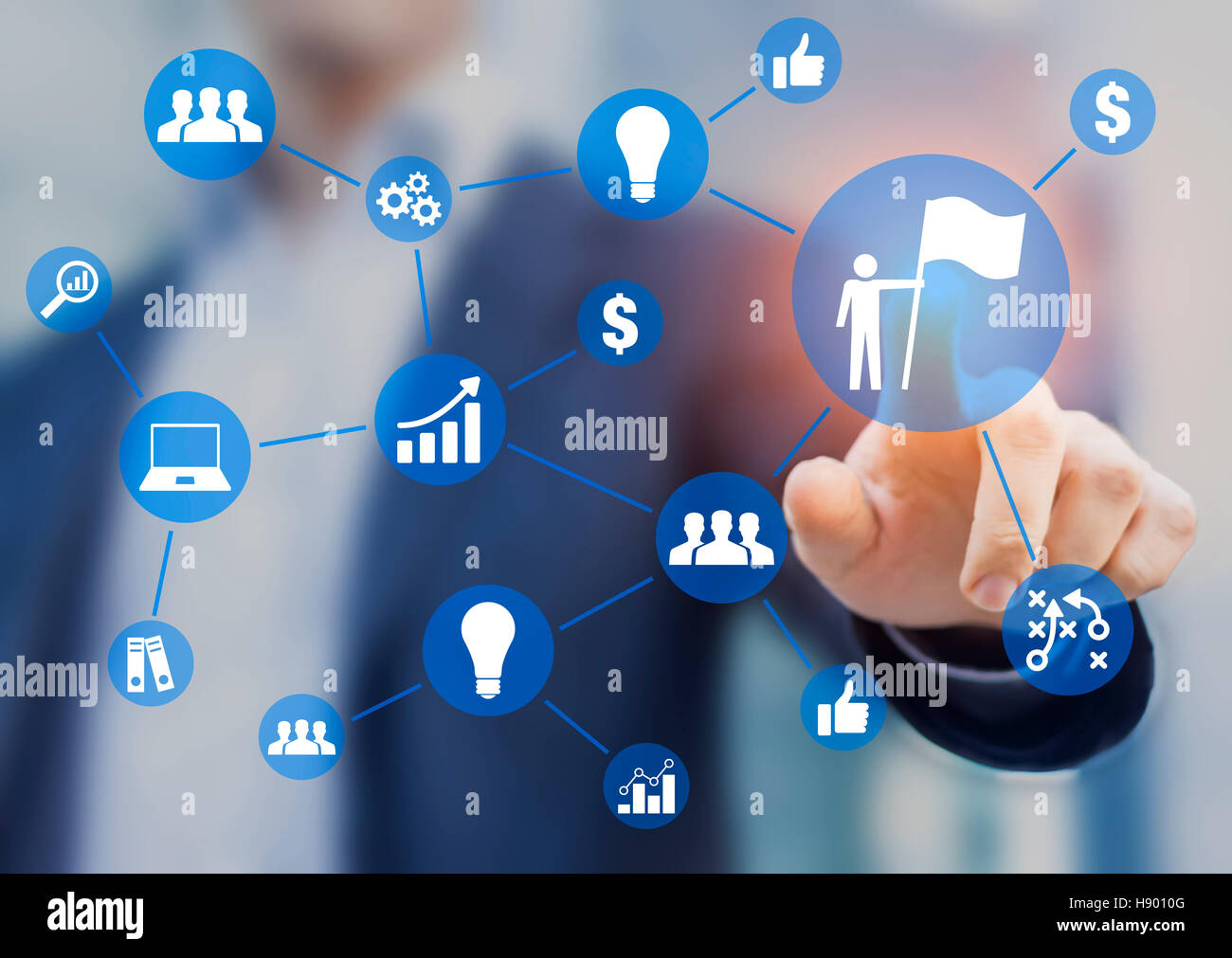 Business success, businessman drawing diagram, concept about successful vision, ideas, innovation and strategy Stock Photo