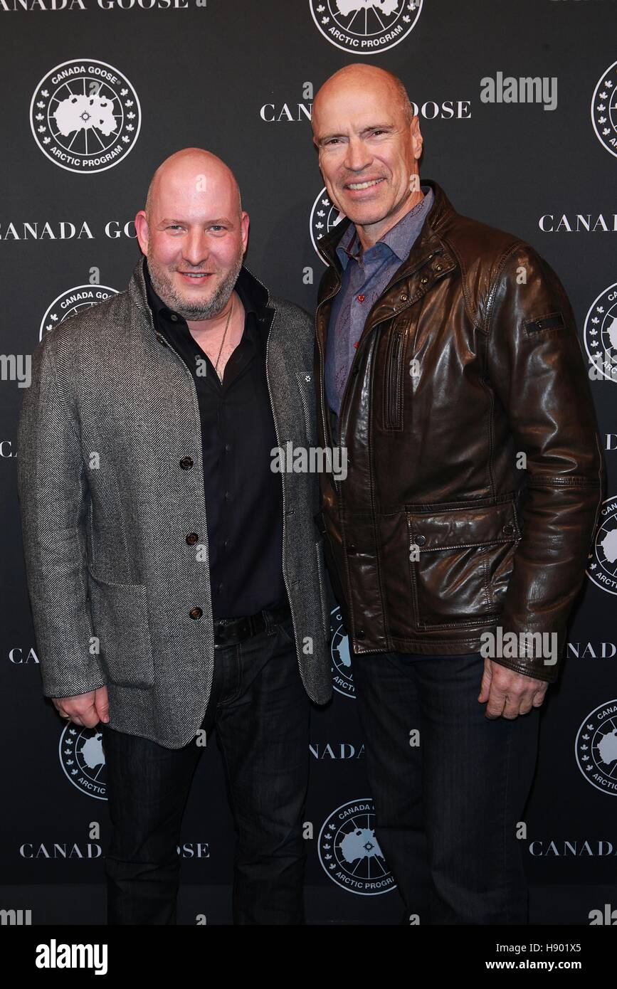 New York, NY, USA. 16th Nov, 2016. Dani Reiss and Mark Messier at Canada Goose first U.S. Flagship store opening at Canada Goose U.S. Flagship 101 Wooster Street on November 16, 2016 in New York City. Credit:  Diego Corredor/Media Punch/Alamy Live News Stock Photo