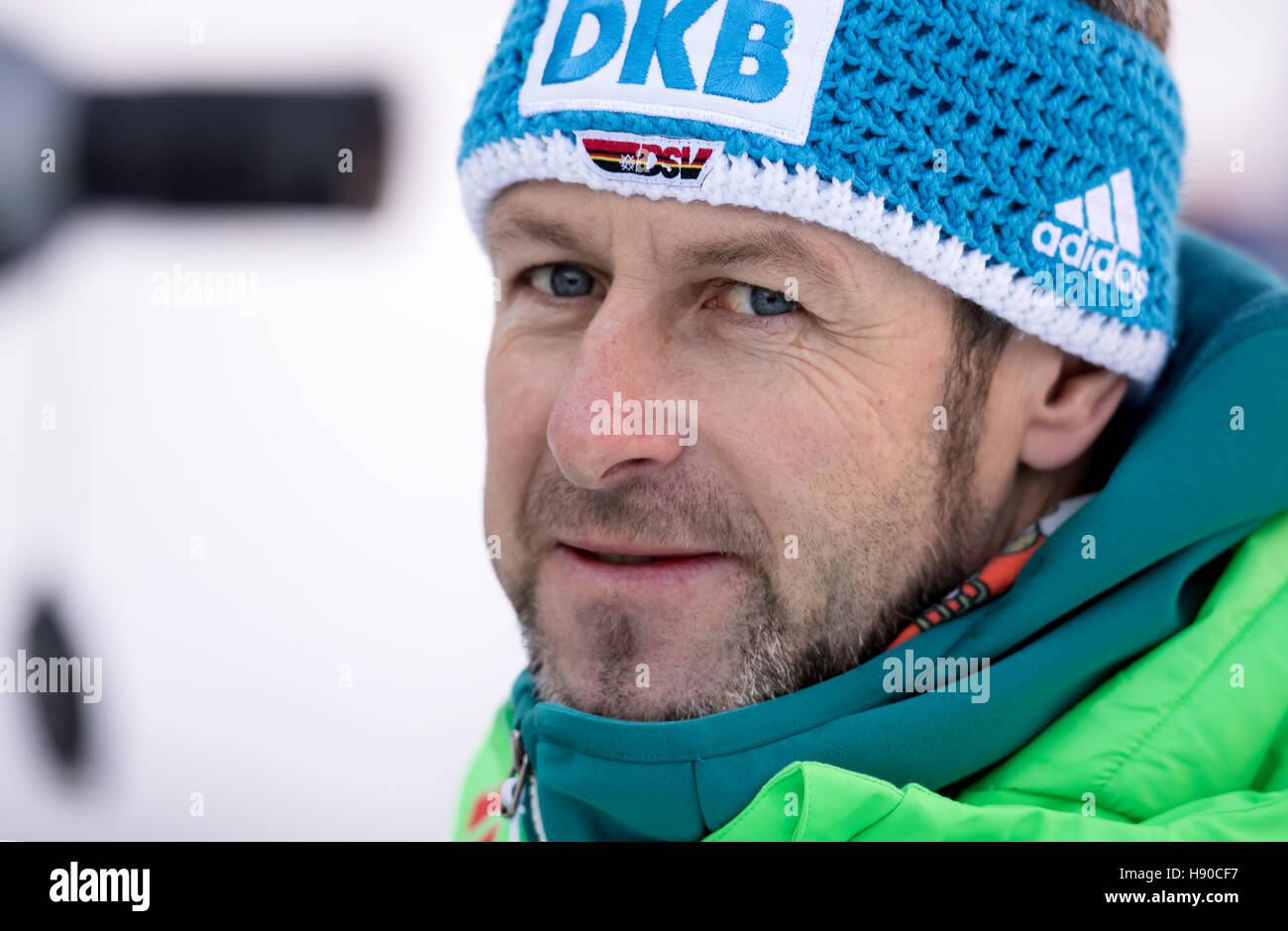 Ruhpolding, Germany. 10th Jan, 2017. German coach Mark Kirchner watches