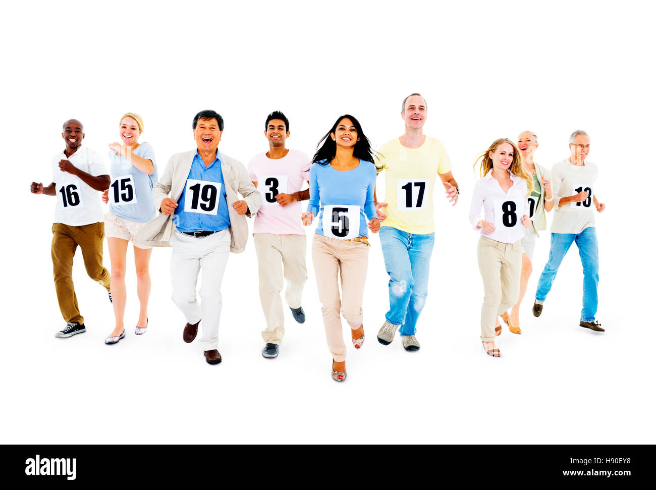 Group of People Running Competition Goal Concept Stock Photo
