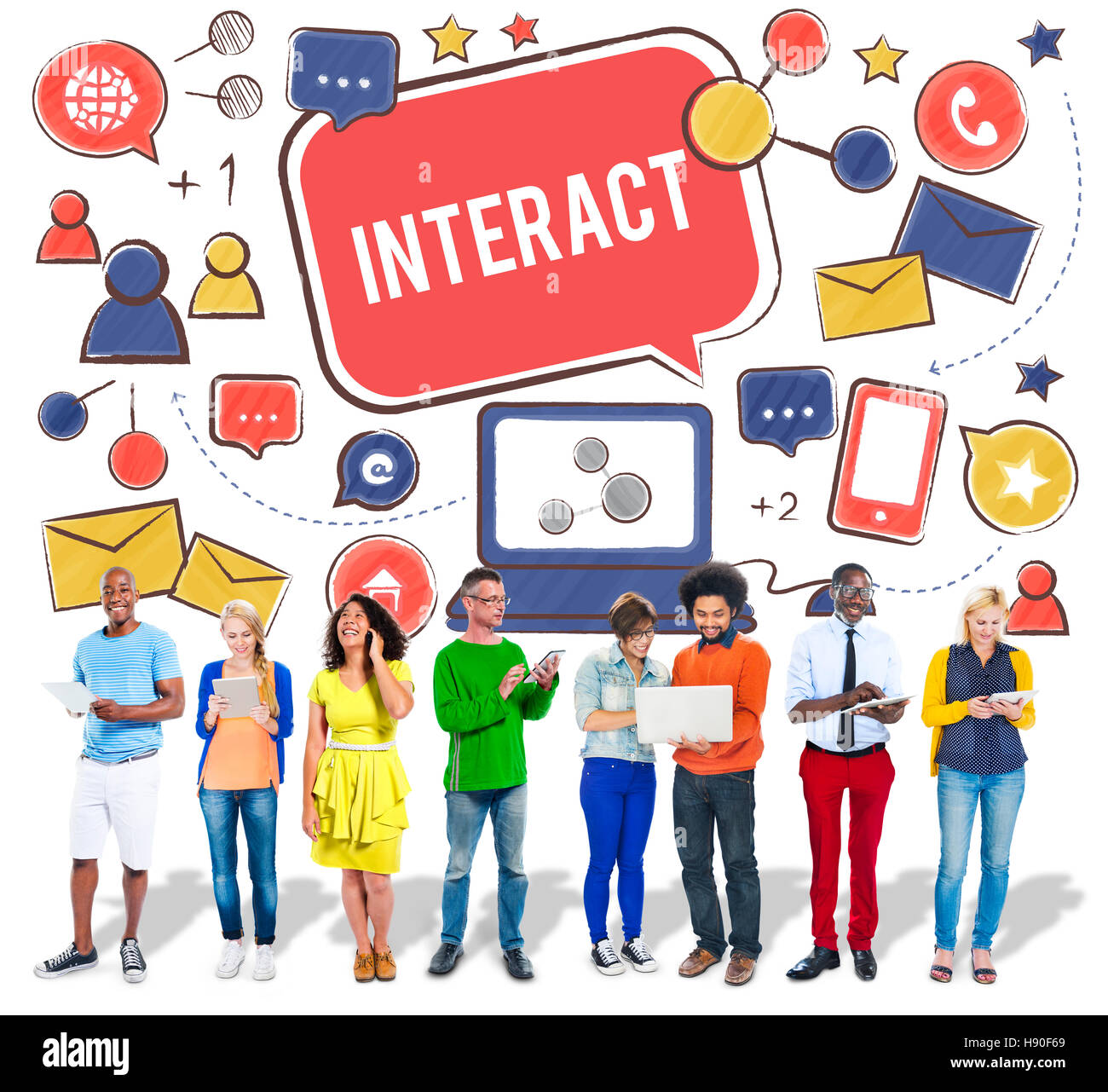 Interact Communicate Connect Social Media Social Networking Concept Stock Photo