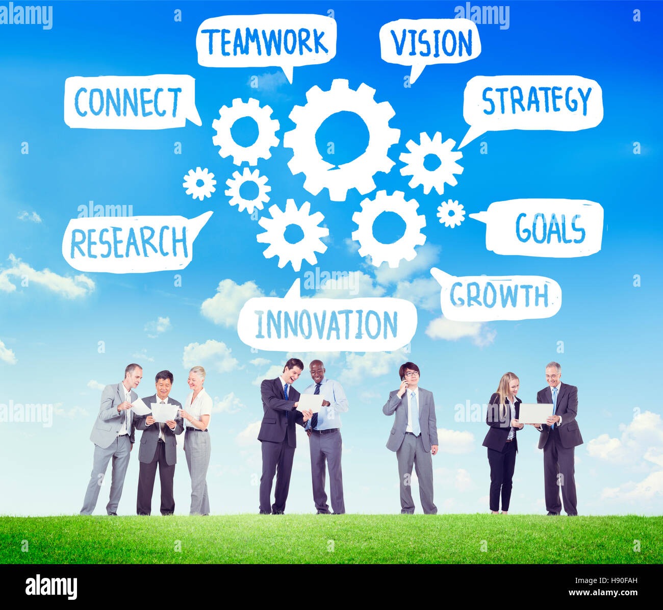Teamwork Connect Strategy Vision Together Gear Concept Stock Photo - Alamy