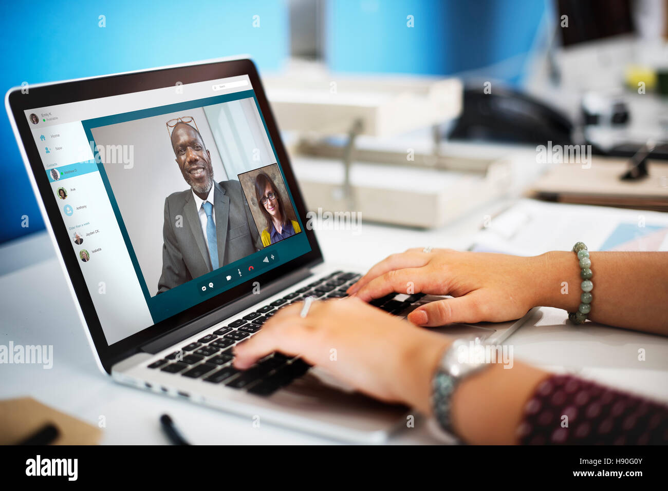 Video Call Chat Meeting Talking Concept Stock Photo - Alamy