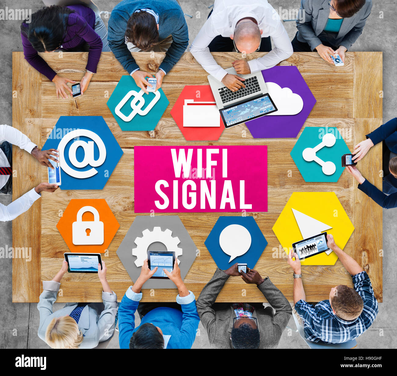 Wireless Signal Reception Mobility Graphic Concept Stock Photo