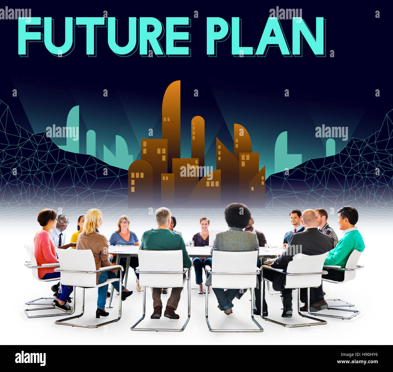 Furutistic Future Plan Urban Structure Concept Stock Photo