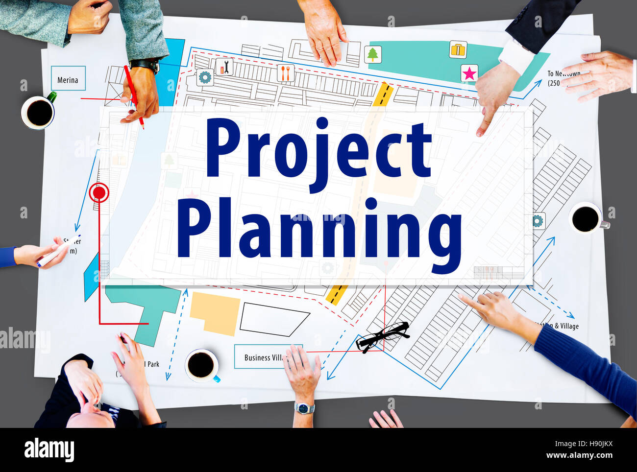 Project planning. Strategy planning Vision Tactic goal Concept stock photo.