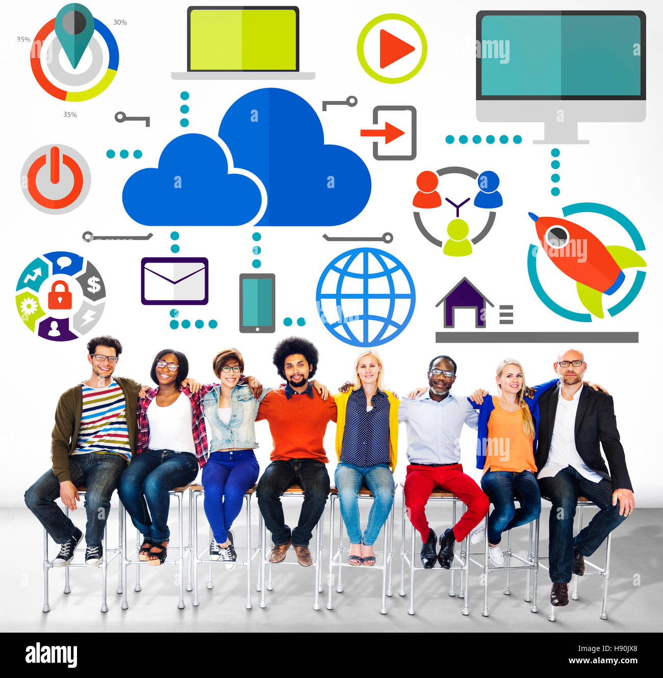 Big Data Sharing Online Global Communication Teamwork Concept Stock Photo