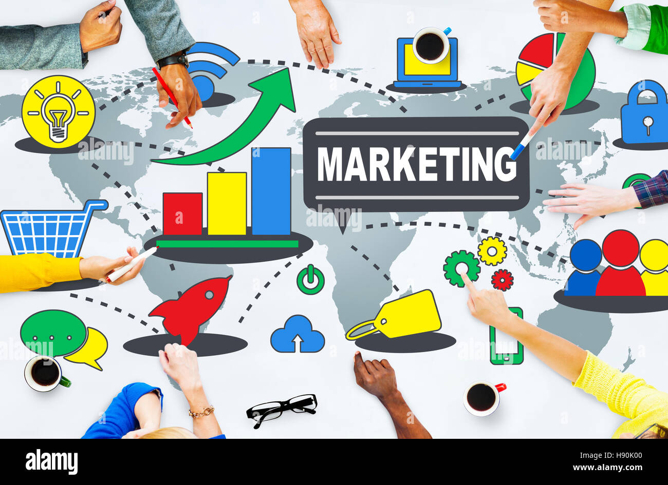 Marketing Global Business Branding Connection Growth Concept Stock ...