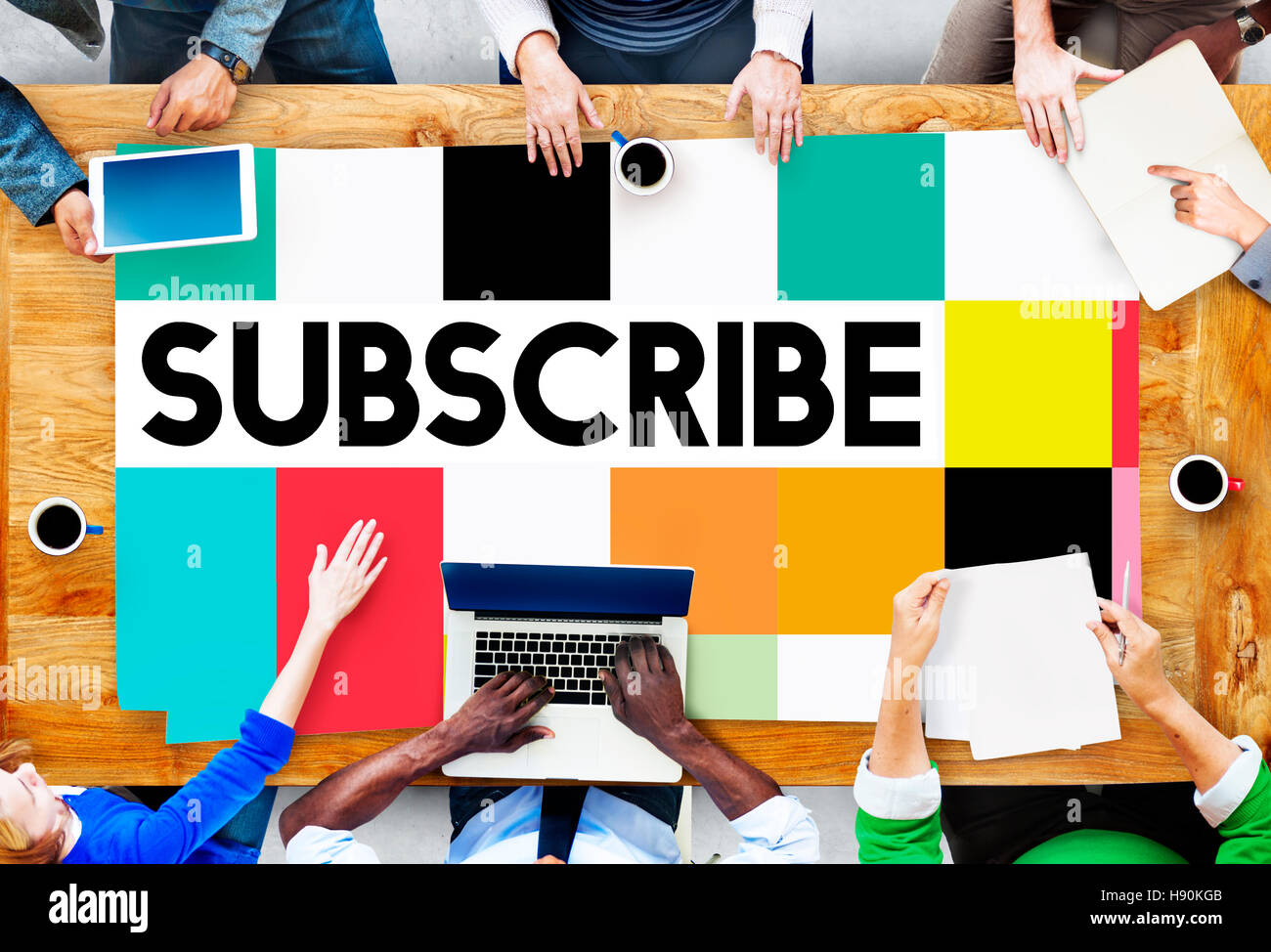 Subscribe Follow Subscription Membership Social Media Concept Stock Photo