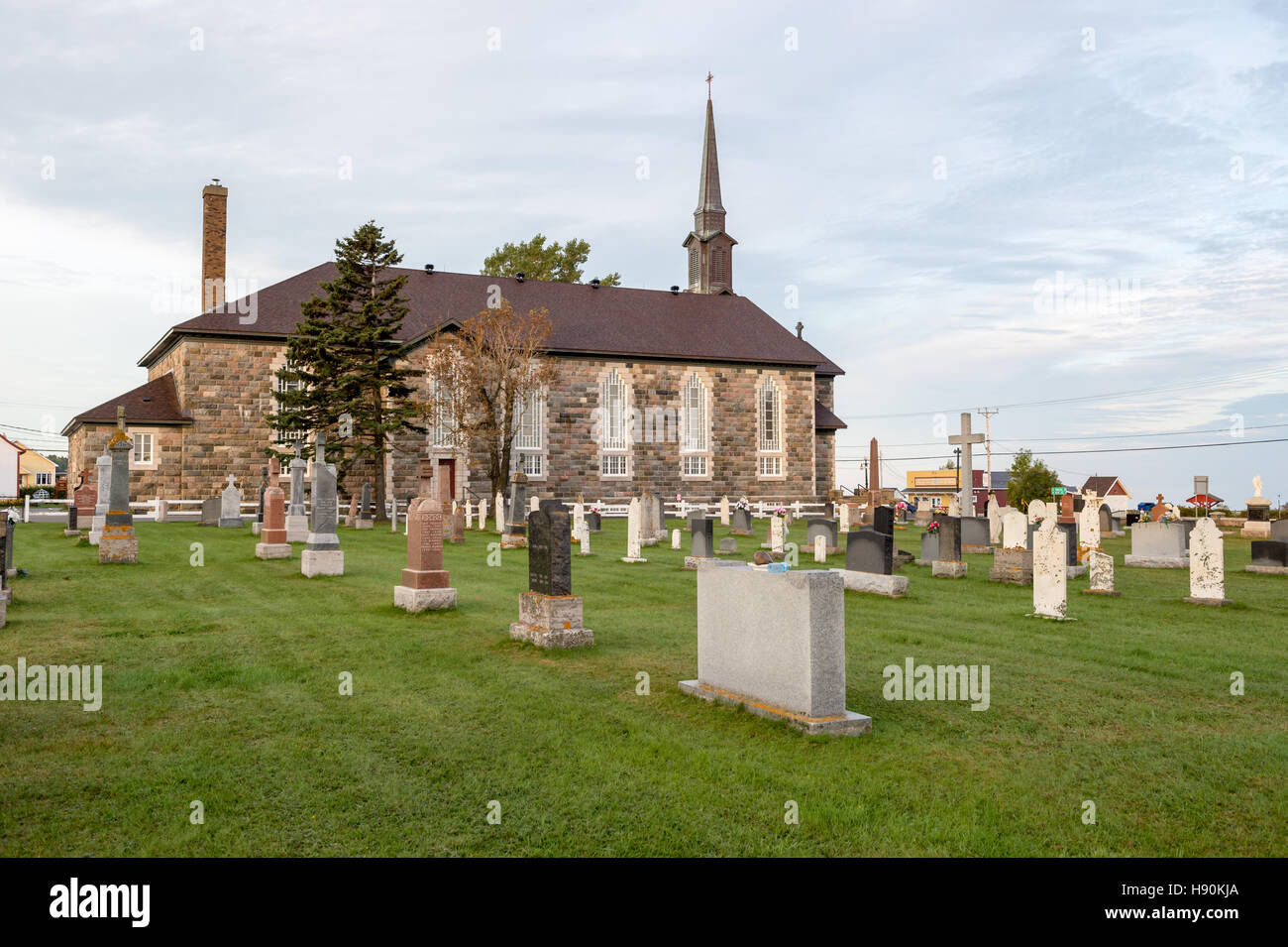 SainteFlavie Church and cemetery, Gaspe Peninsula, Quebec, Canada