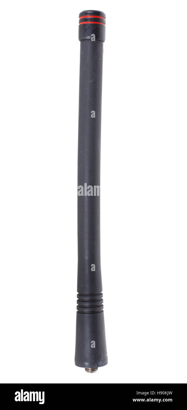 Rubberized antenna that goes on a handheld two way radio Stock Photo
