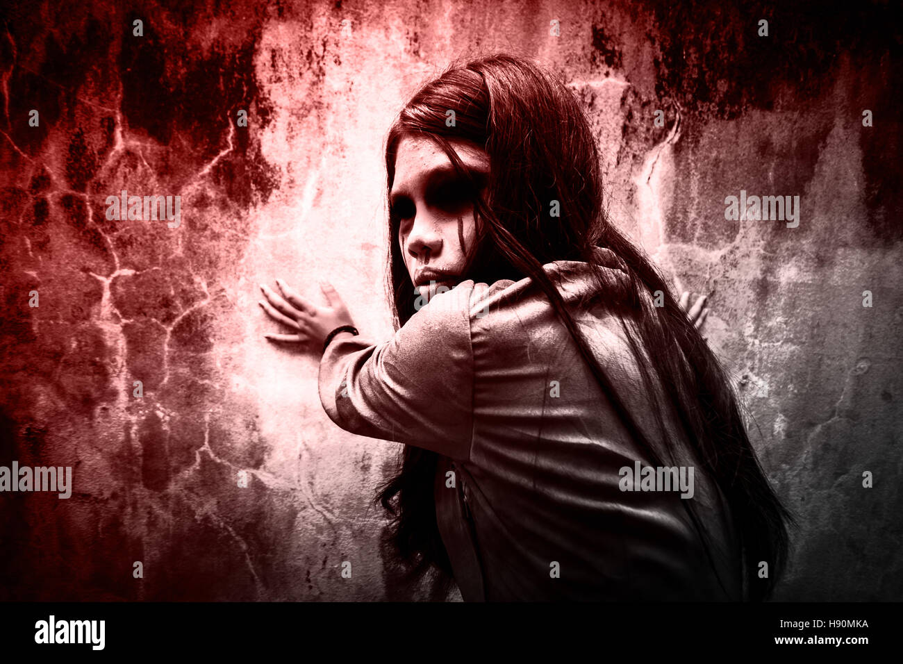 Ghost girl,Horror background for halloween concept and book cover ideas