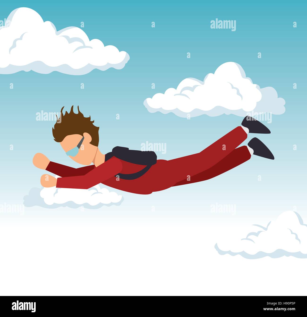 man sky diving extreme sport vector illustration eps 10 Stock Vector