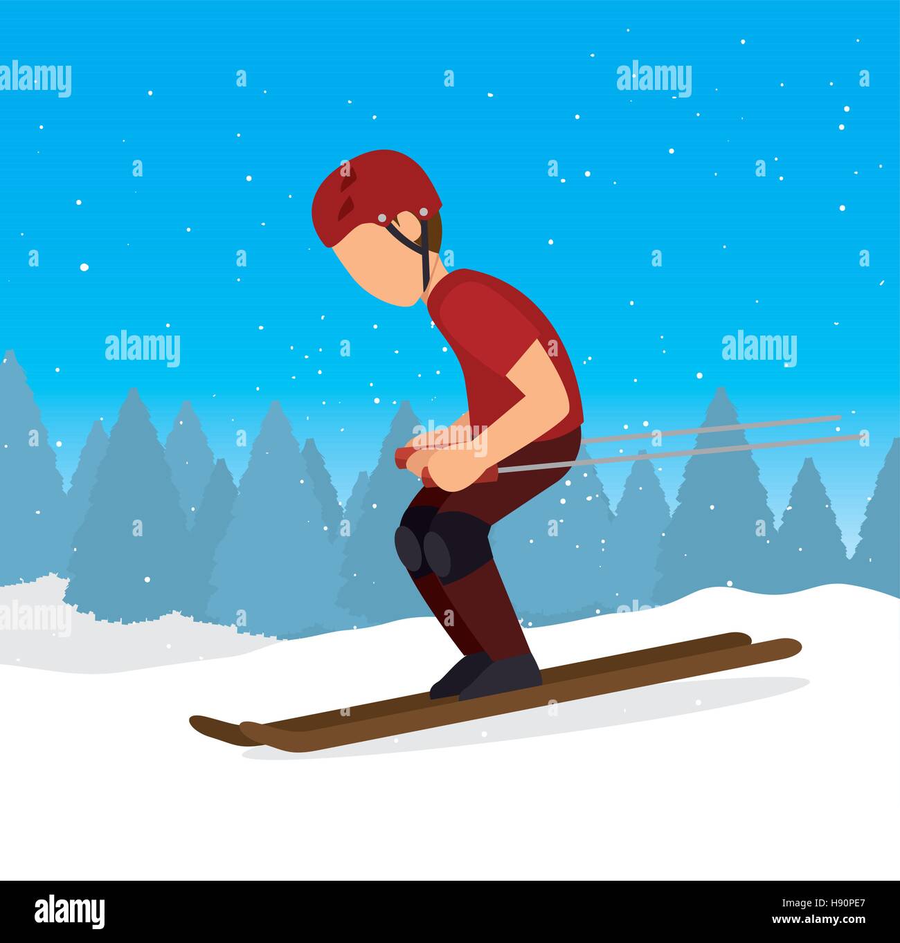 skiing downhill man extreme sports vector illustration eps 10 Stock ...