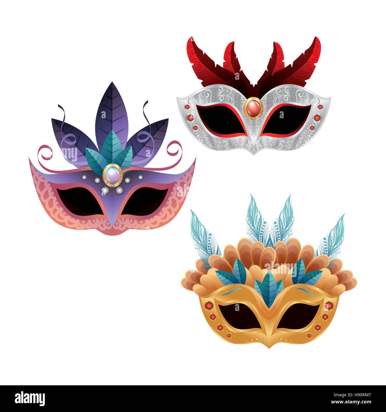 set beautiful masks carnival bright feathers design vector illustration eps  10 Stock Vector Image & Art - Alamy