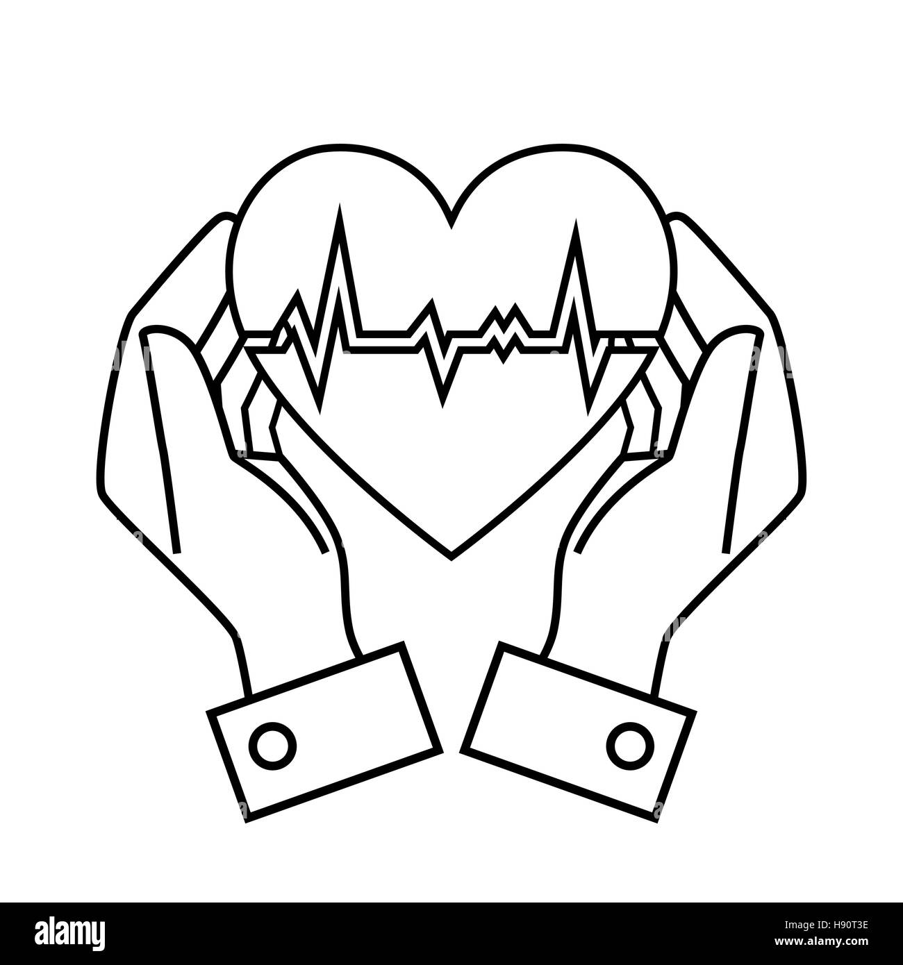 hand drawing hand hold heart rate design vector illustration eps 10 Stock Vector Image & Art Alamy