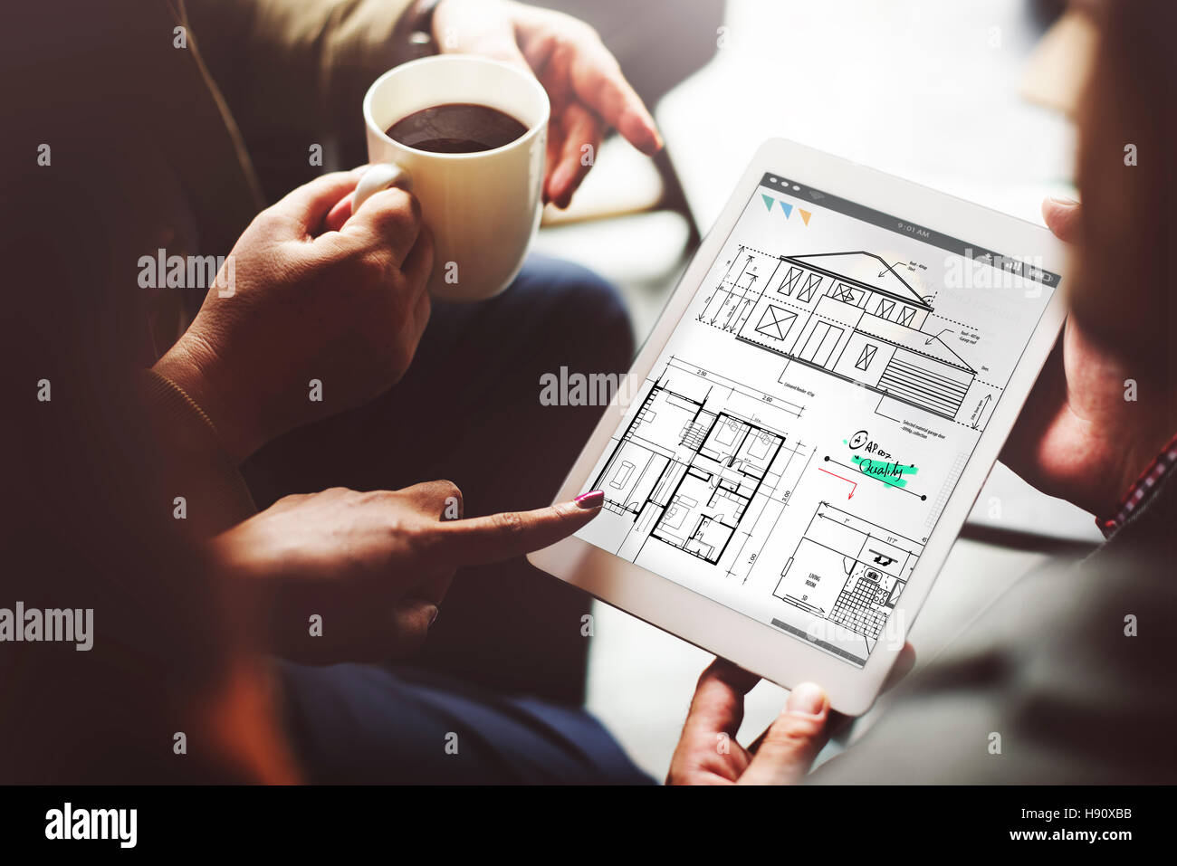 Blueprint Architect Construction Project Sketch Concept Stock Photo Alamy