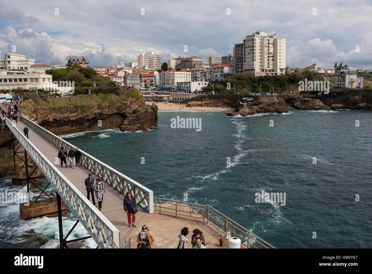 Rocher de la Vierge, Biarritz, Basque Country, France Stock Photo