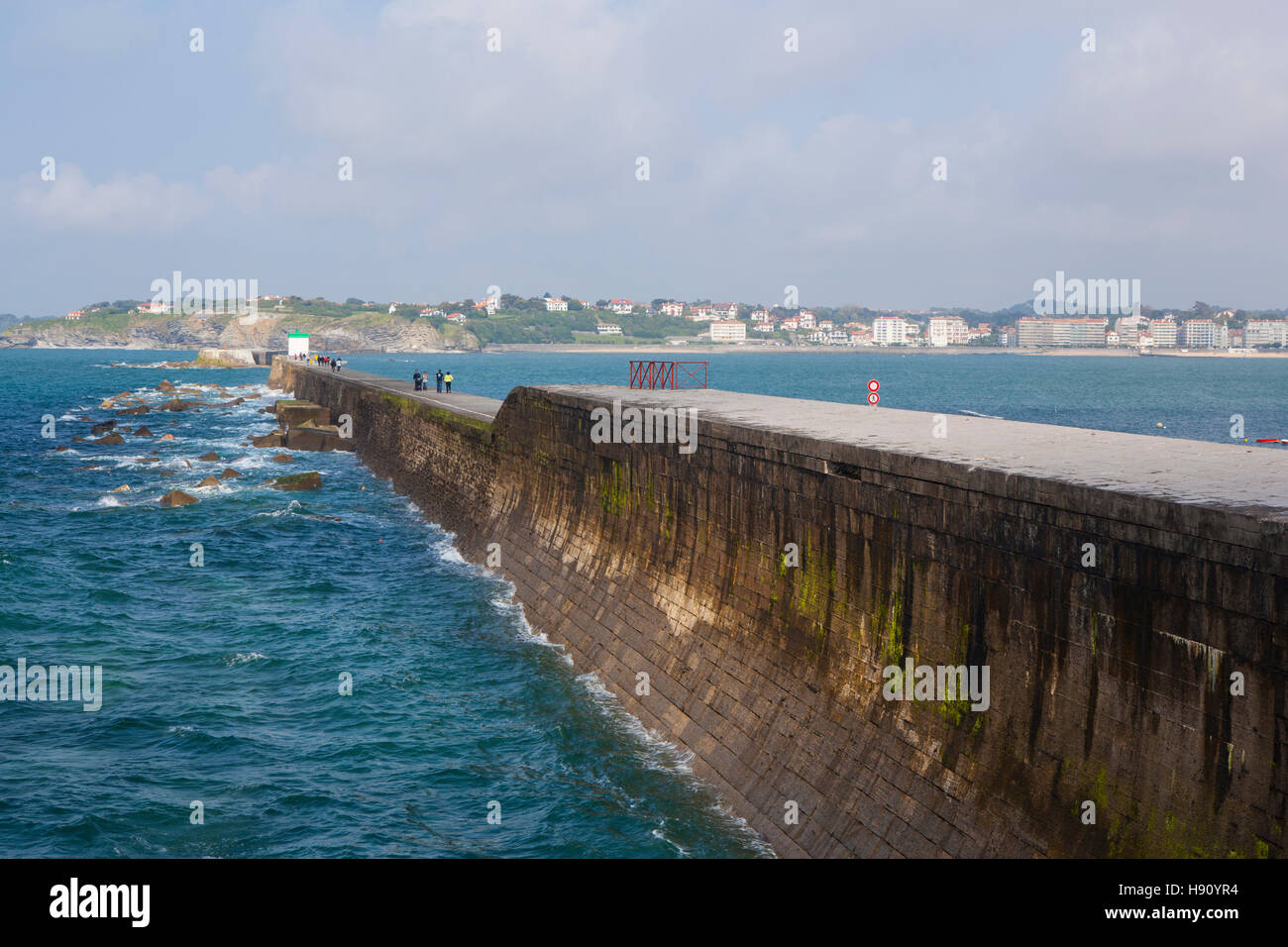 Sea wall or digue at the port of Saint-Jean-de-Luz, Basque Country, France Stock Photo
