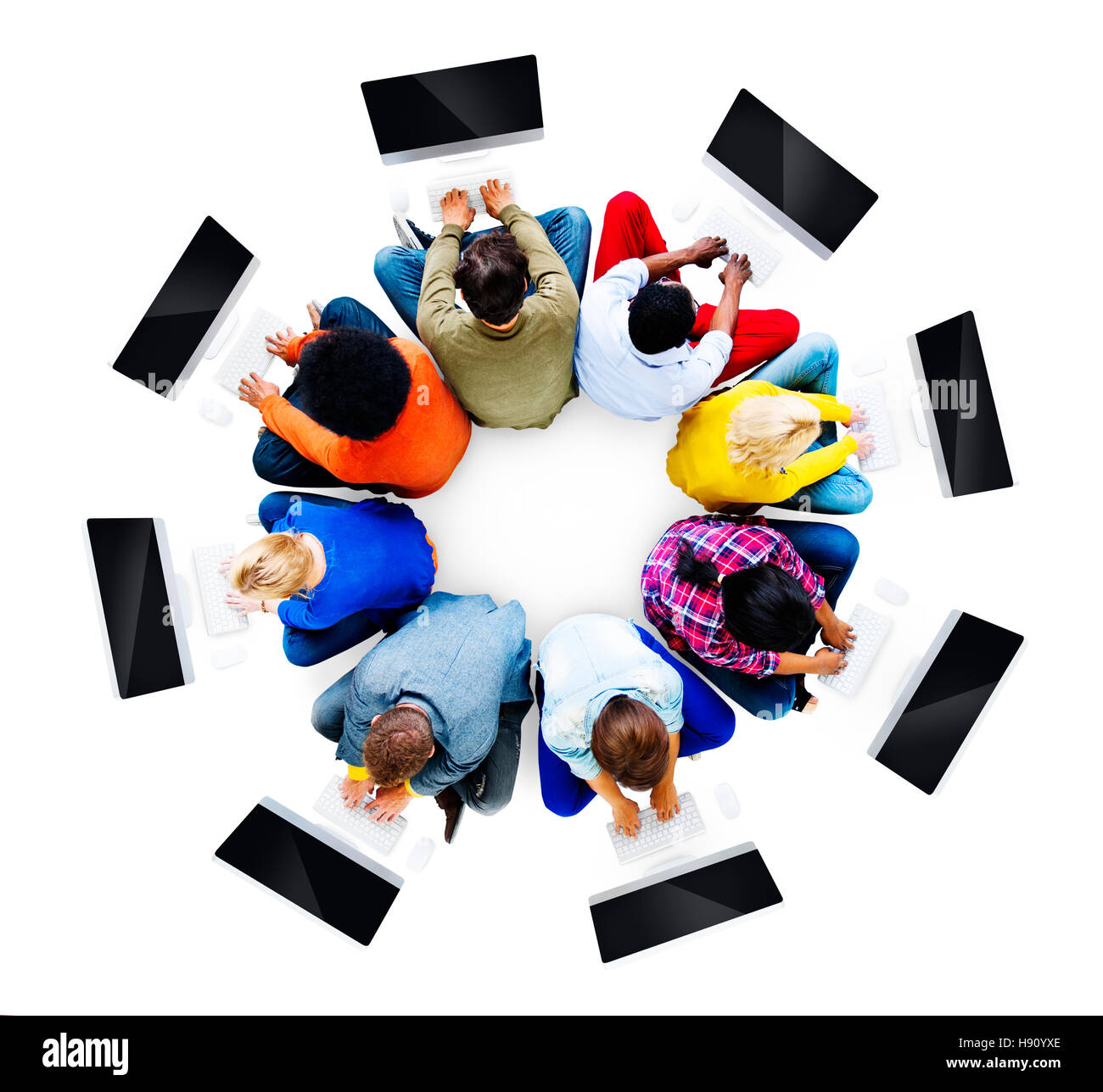 Multiethnic People Using Computers Communication Concept Stock Photo ...