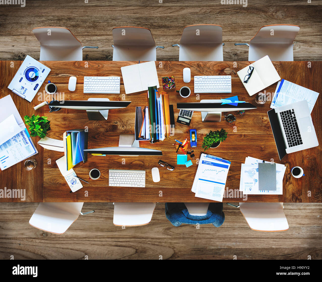 Contemporary Office Desk Computers Office Tools Concept Stock Photo Alamy
