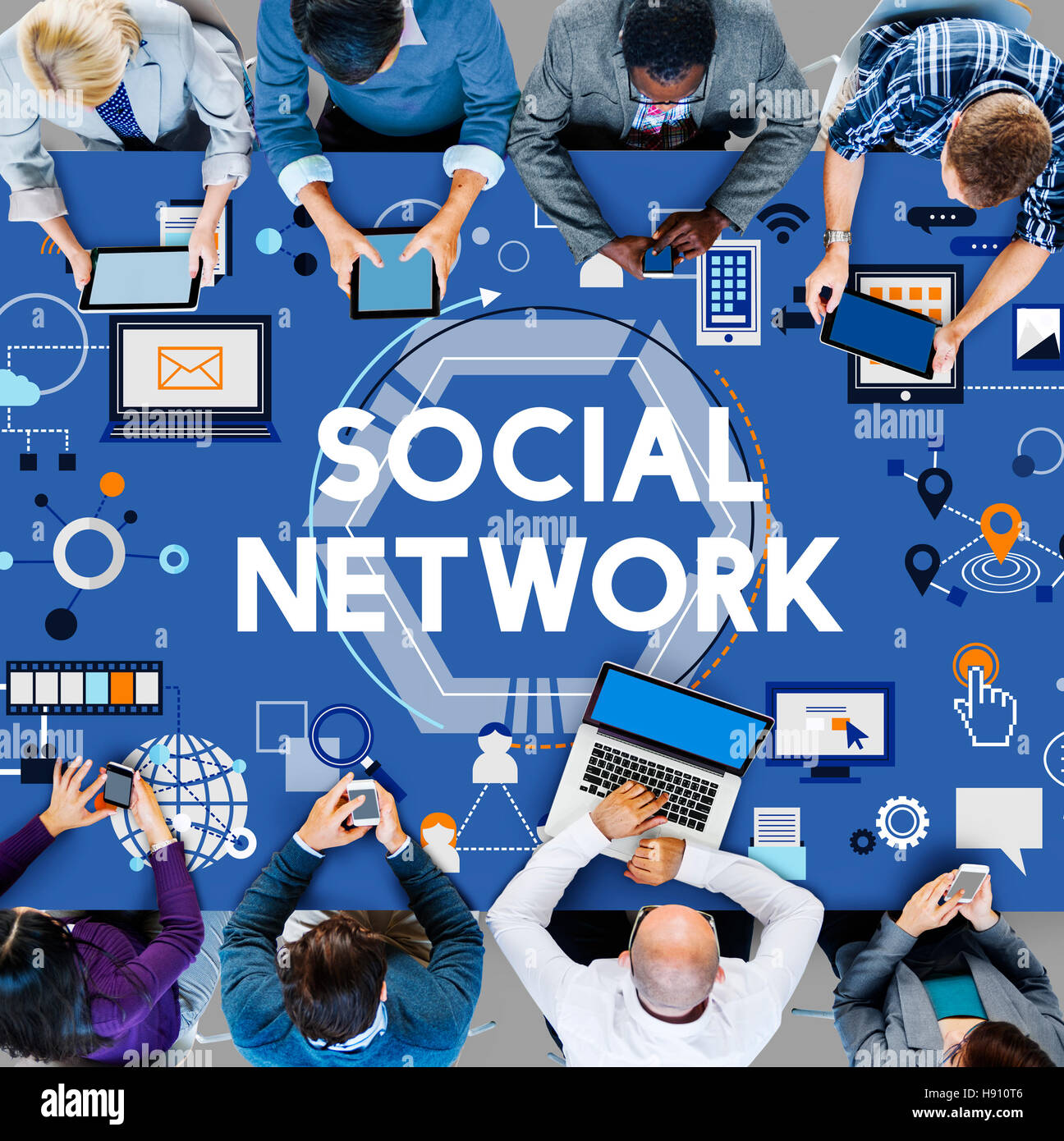 Social Network Communication Media Technology Concept Stock Photo