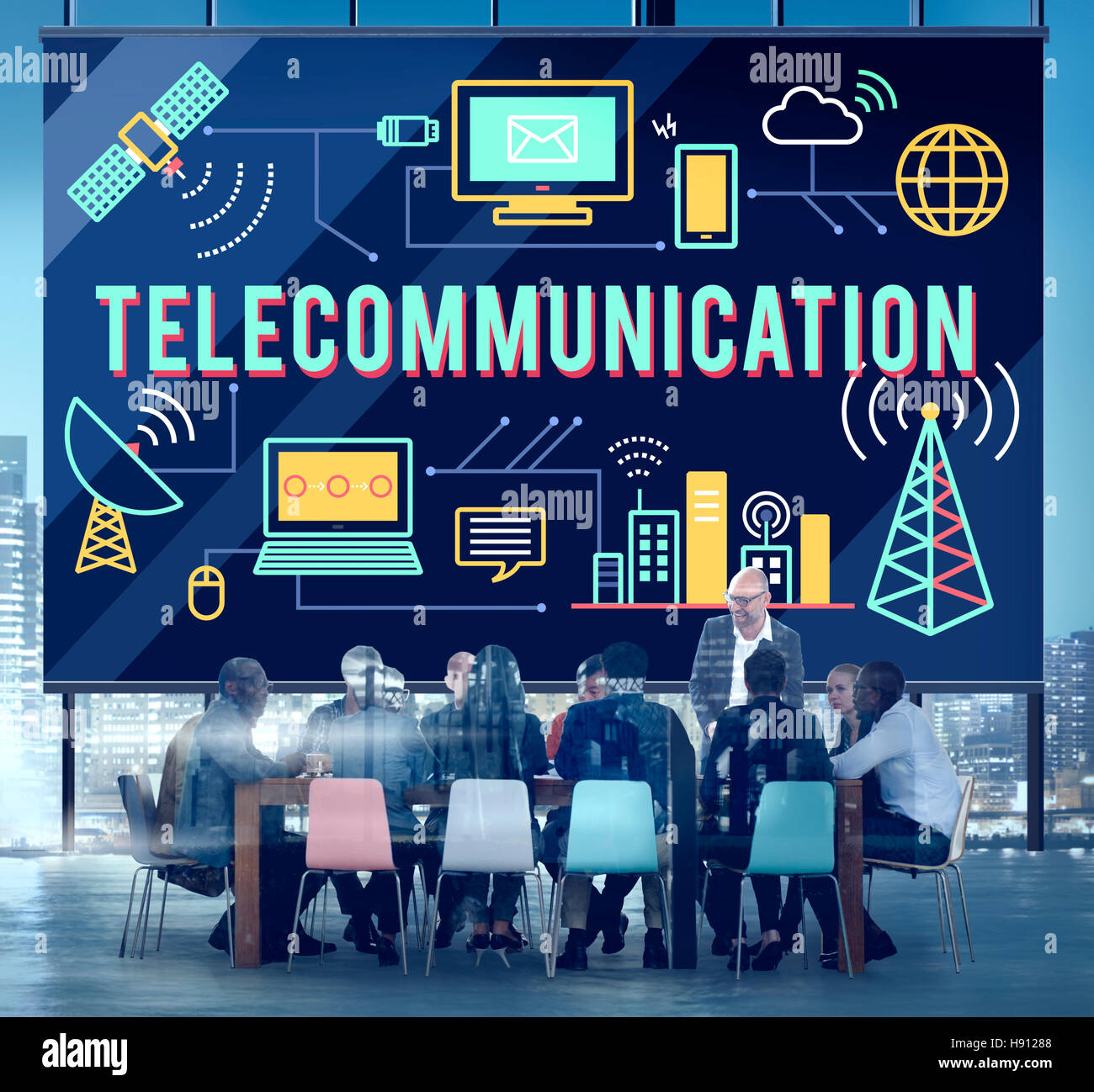 Telecommunication Connection Links Networking Concept Stock Photo - Alamy