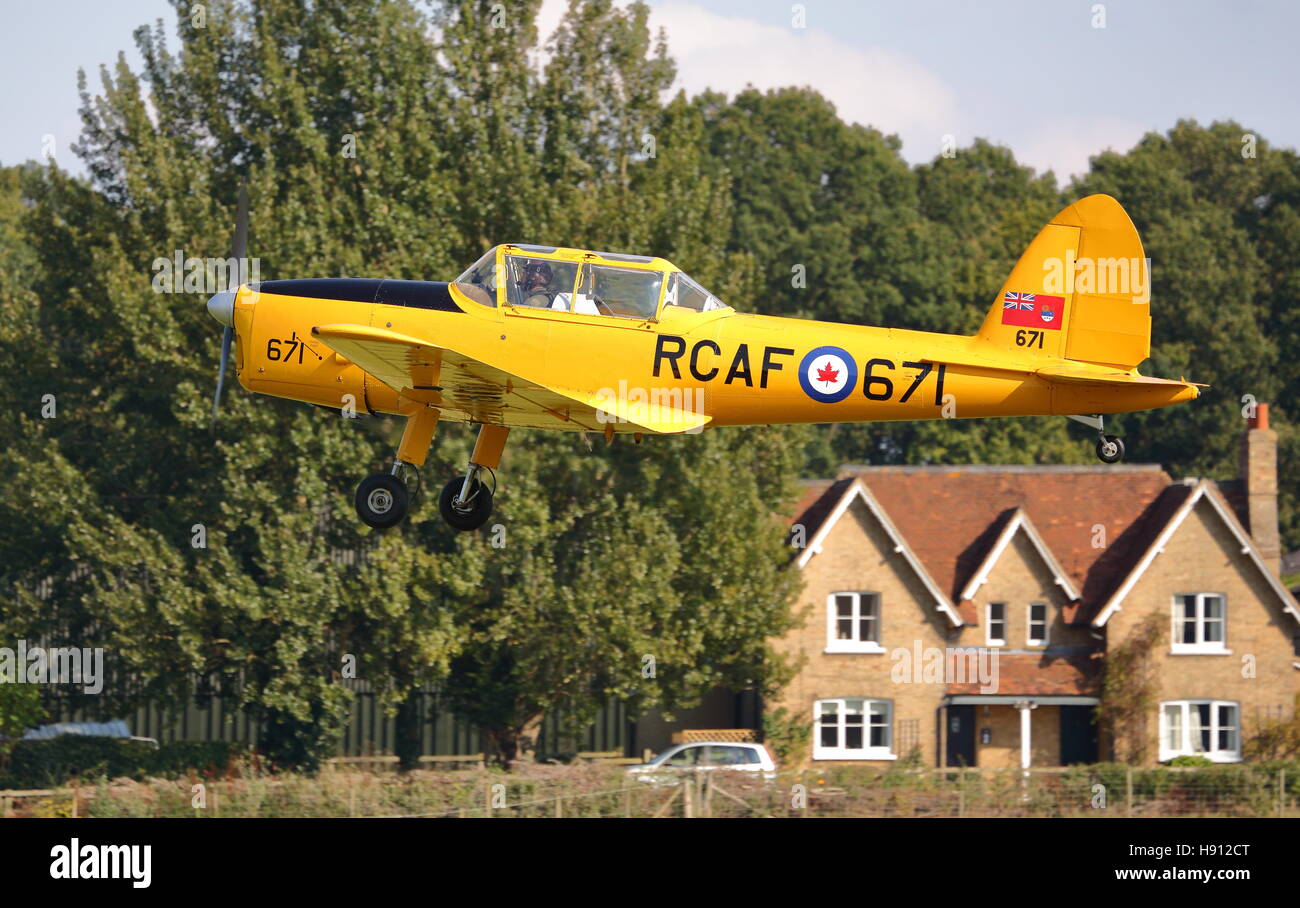 Shuttleworth Collection's DHC1 Chipmunk RCAF671 G-BNZC at an Air Show at Old Warden, UK Stock Photo