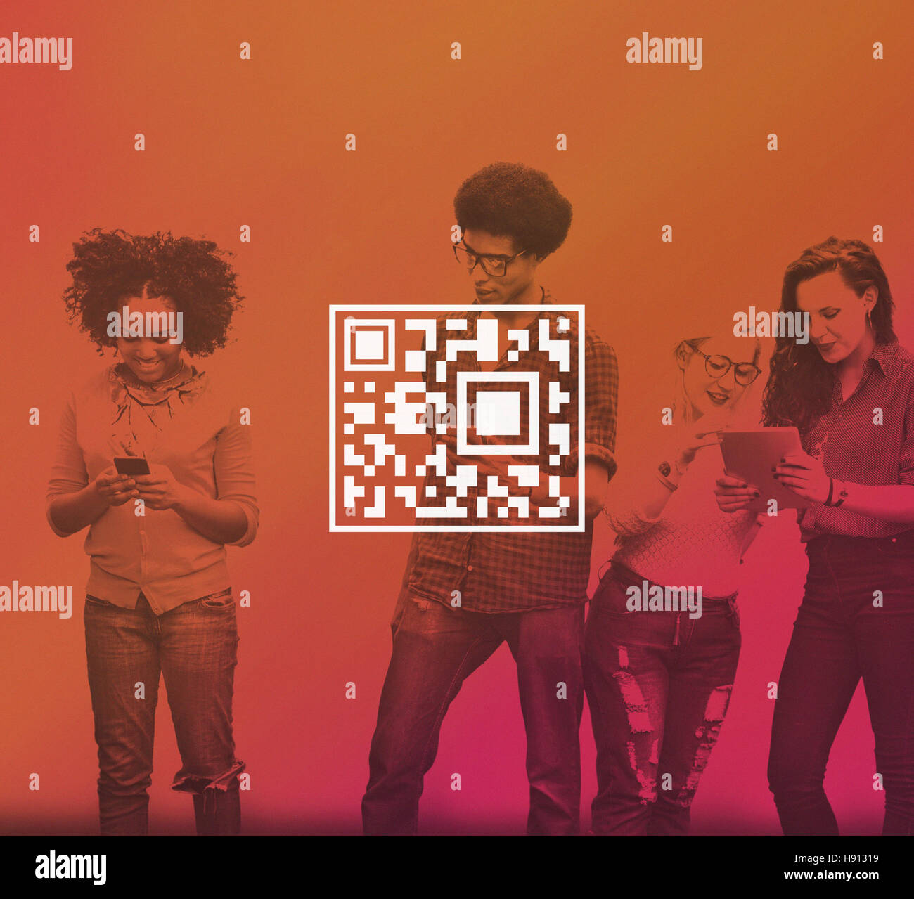 QR Code Price Tag Coding Encryption Label Merchandise Concept Stock 