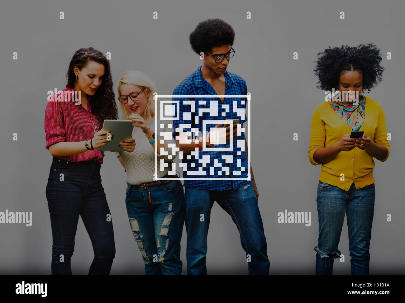 QR Code Price Tag Coding Encryption Label Merchandise Concept Stock 