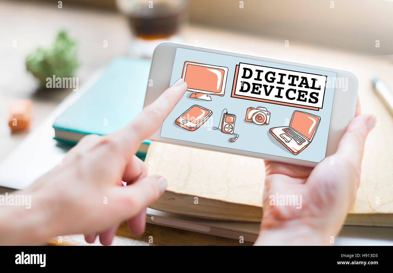 Digital Devices Electronics Connection Communication Concept Stock Photo
