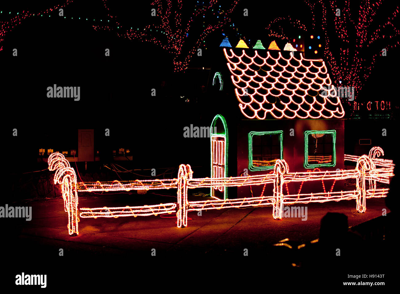 USA. Portland. Every Christmas Portland Zoo attracts many visitors for their illuminations. Stock Photo