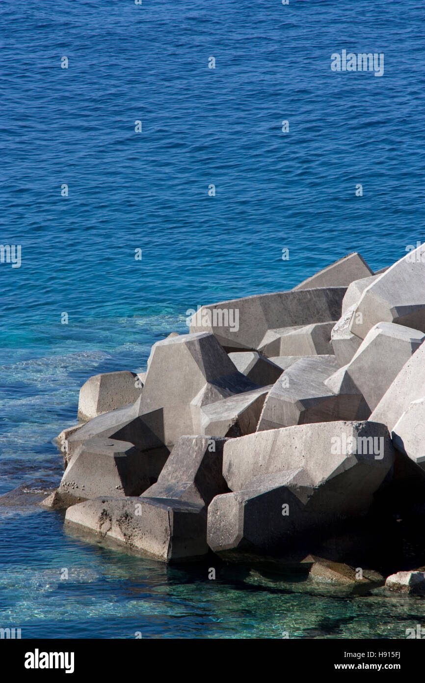 Concrete breakwaters in Adriatic sea Stock Photo