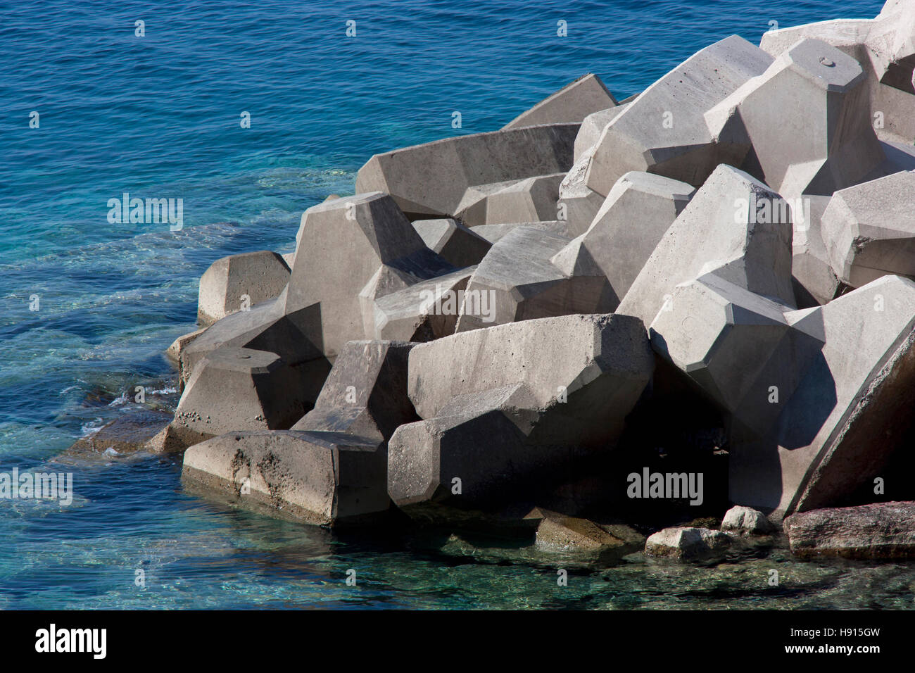 Concrete breakwaters in Adriatic sea Stock Photo
