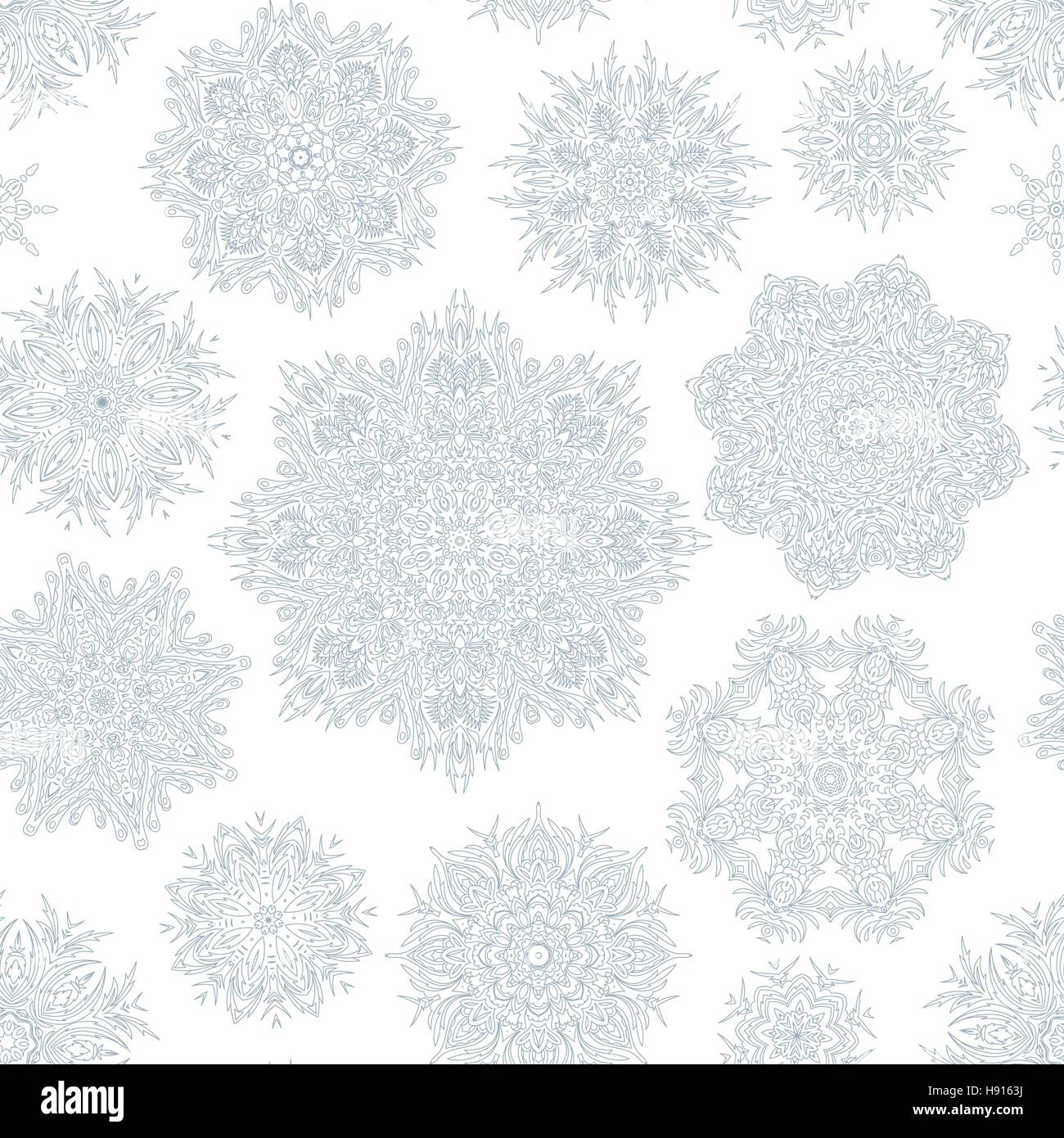 Winter seamless pattern with beautiful snowflakes. Vector illustration ...