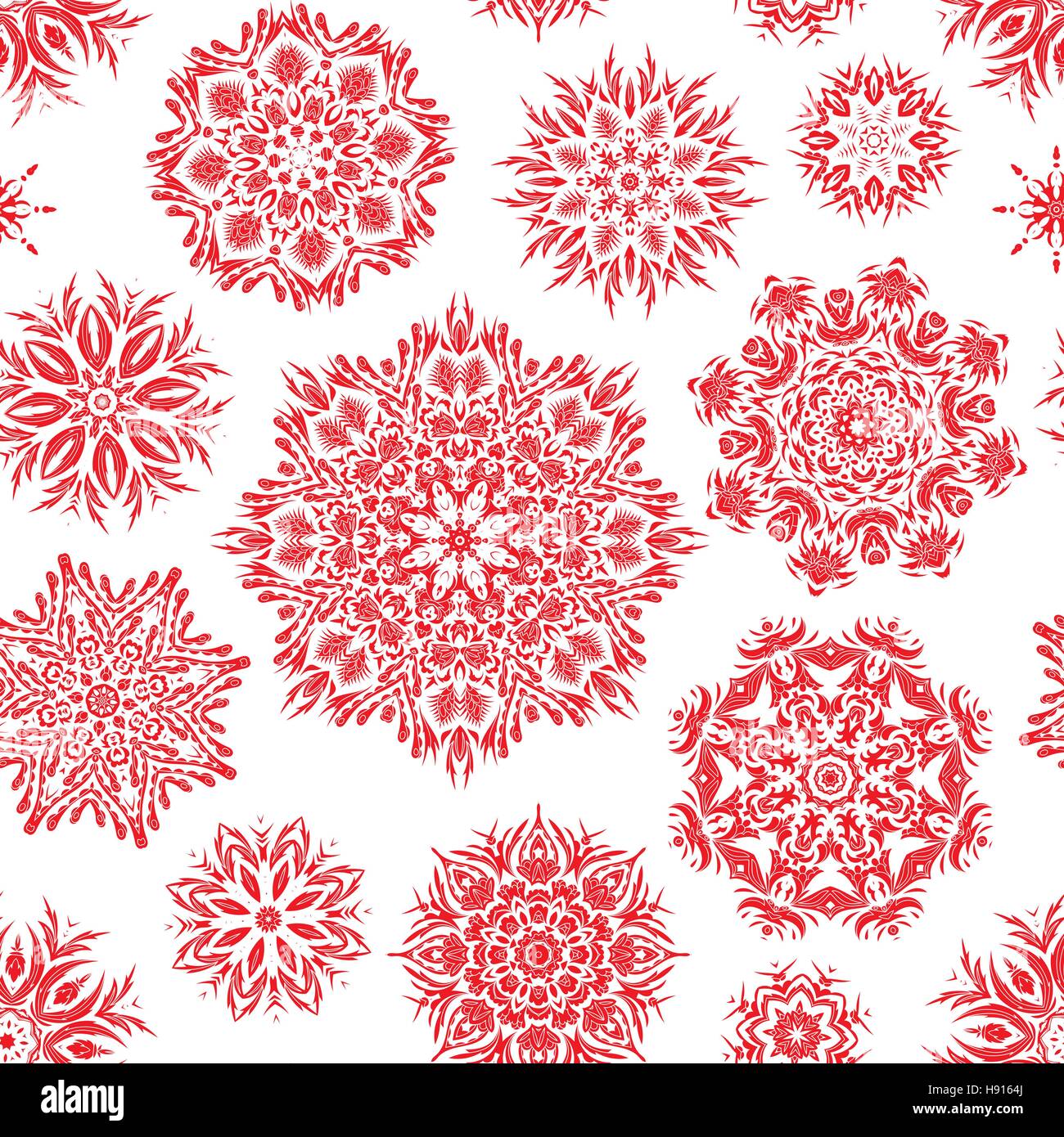 Winter seamless pattern with beautiful snowflakes. Vector illustration ...